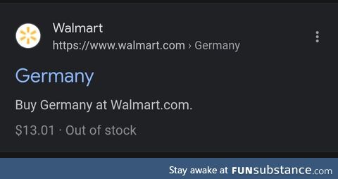 Wanted to buy Germany, but it is out of stock