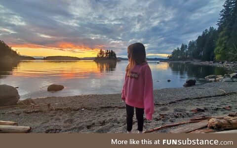 My daughter enjoying the sunset - British Columbia, Canada