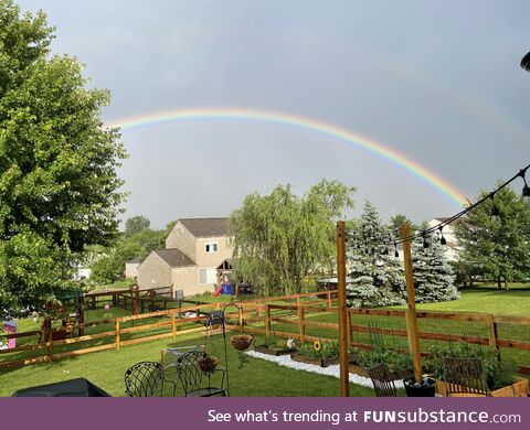 [OC] I saw a double rainbow two days ago during a break in a storm