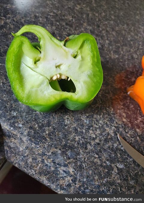This bell pepper brought some Halloween spirit today