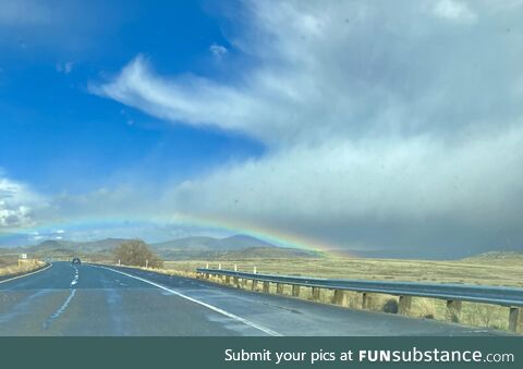 An over-the-road rainbow near Prescott Valley, Arizona