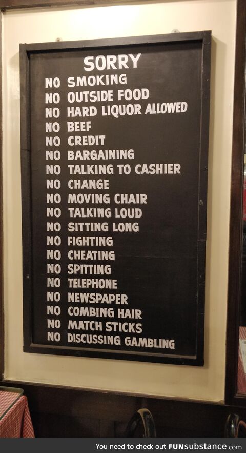 This list of rules at a café