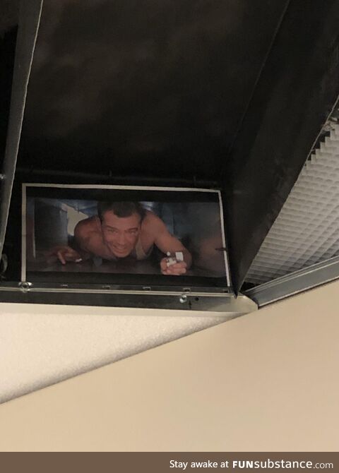 [OC] There is a missing ceiling tile that exposed the air ducts in my office. I added