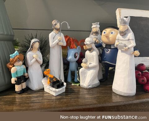 I’ll keep adding things to our nativity scene until my wife finds out day 4