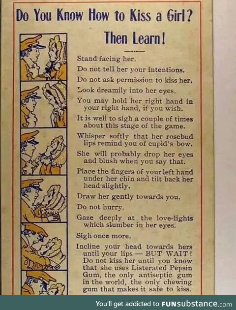 Detailed instructions on how to kiss a girl from 1911