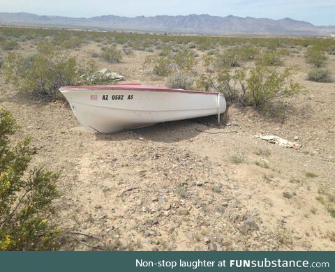 A boat in the desert