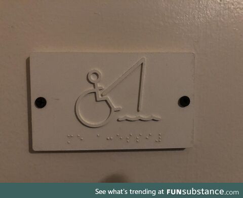 Bathroom sign for the men’s handicap stall. Can’t confirm if this is accurate for men