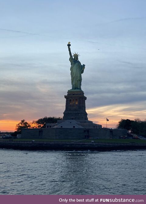 Statue of liberty sunset (taken by me)