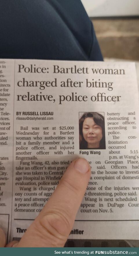 Ironic title and name of person in this article in the newspaper