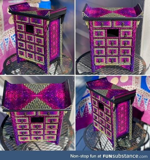 I painted this vintage jewelry box with acrylic paints
