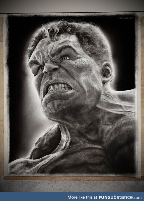 After a MONTH of Drawing, I Have Finally Completed My Charcoal Drawing of The Hulk! 114