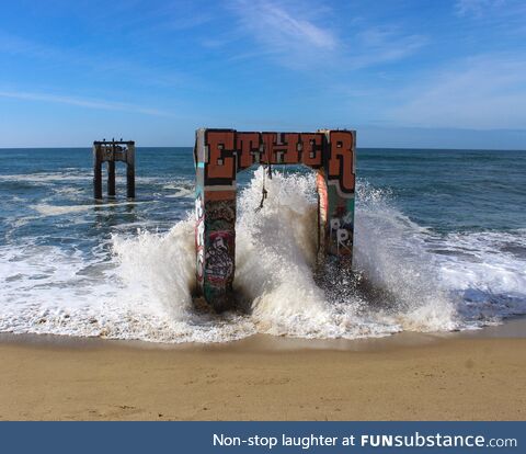 Abandoned pier in Davenport beach, California