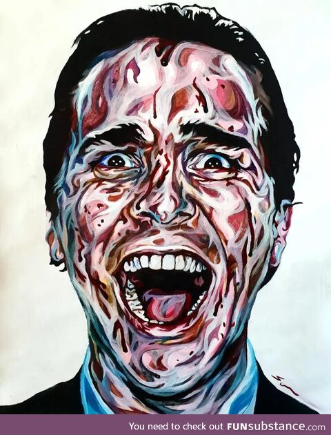 'Patrick Bateman', 2022, painted by me in acrylics (OC)