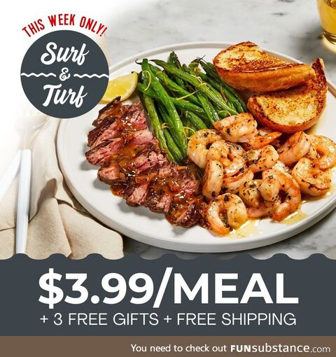 Use code 399 to get $3.99/meal plus 3 FREE gifts and FREE shipping! Don't forget to