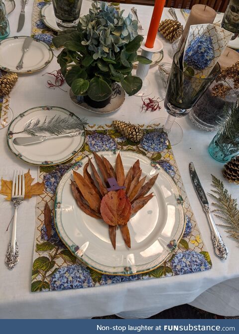 My mom told me to decorate the Thanksgiving table and then she just...Left