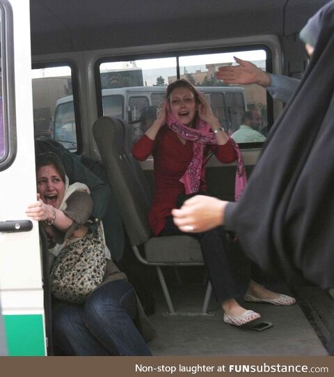 Women arrested by Iranian morality police, May 2007, photo by Yalda Moaiery