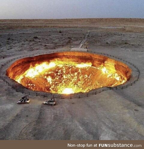 In 1971, Soviet engineers set fire to a gas-filled hole in Turkmenistan's desert, "The