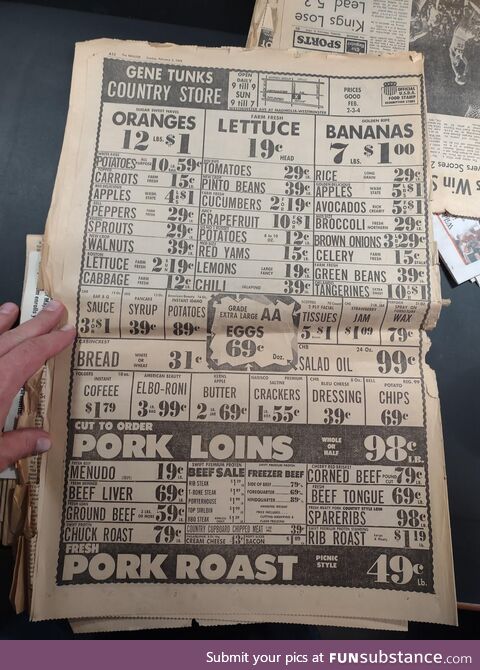 Egg prices in 1975 in Los Angeles County