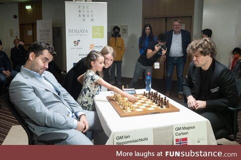 Magnus and Nepo react to the first move done by a 6-year-old