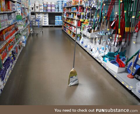 [OC] If you gather a static charge on a broom and then balance it just right it will