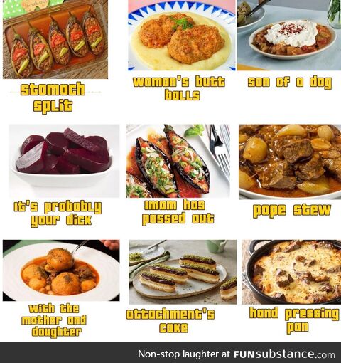 Some Turkish food names translated to english