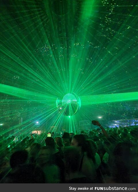 Lasers on a giant disco ball