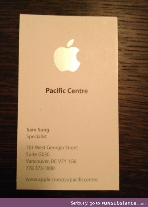 That's a rather unfortunate name for an Apple Store employee