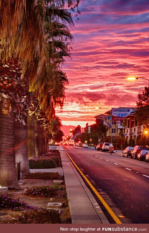 Sky on fire near sunset in San Jose, California