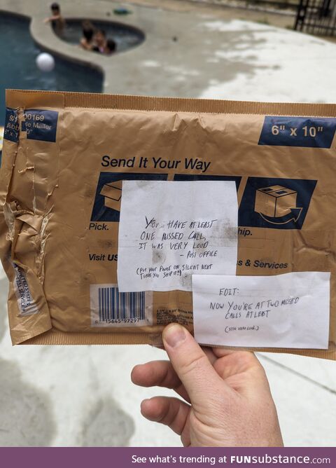 My sister forgot her cellphone at friend's home, so they shipped it back to her