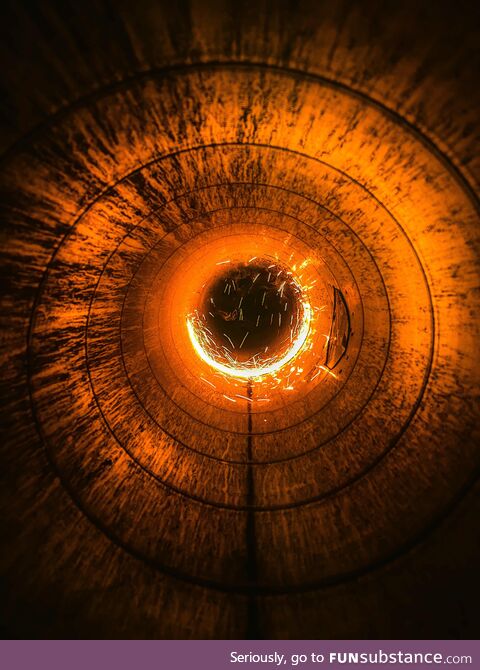 [OC] inside a pipe being angle grinded