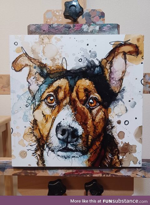 I painted this pups with inks! [OC]