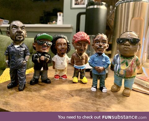 My friend bought “Gangsta Rapper Sculpture Garden Homies”. We’re calling them