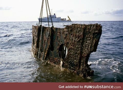 Piece of the RMS Titanic being raised from the North Atlantic