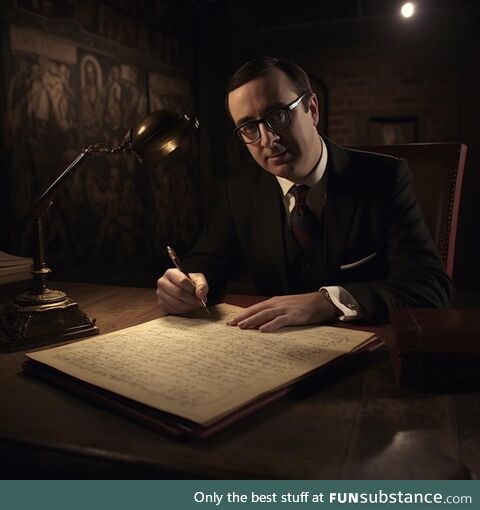 John Oliver signing the Magna Carta (1215, colorized)