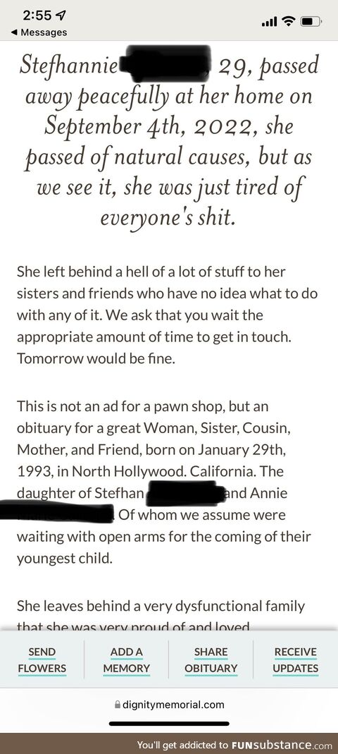 The only honest obituary I have ever read