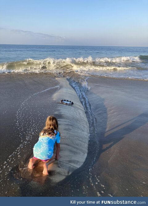 My daughter found a large submarine on the beach