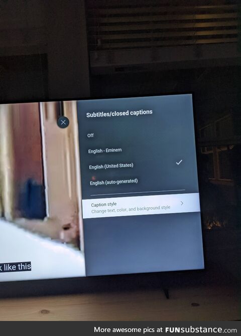 My TV has "English - Eminem" as a language option