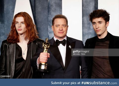 Brendan Fraser and sons...Or, secret king of a vampire dynasty moonlighting as an actor?