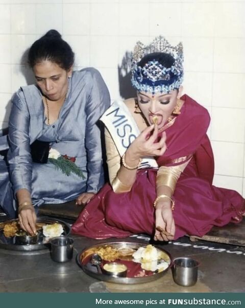 Miss World 1994, Aishwarya Rai alongside her mother having lunch with her Miss World