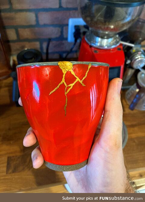 I tried kintsugi on one of my favorite broken Japanese ceramic cups!