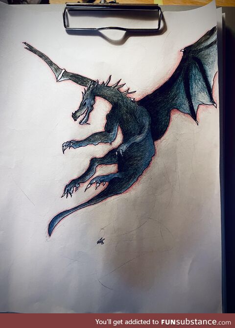 Sketching a dragon because I think dragons are cool.(OC)