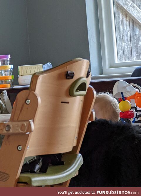 Baby chair has seen some things