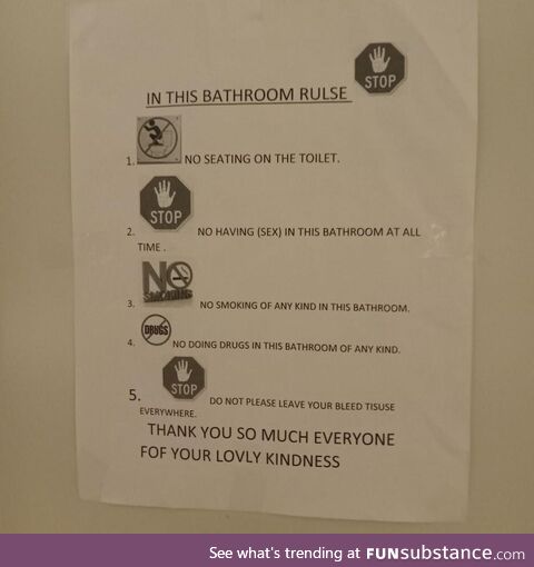 Bathroom rules (mall near Vancouver Canada)