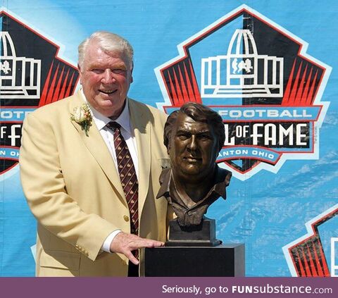 John Madden with his Hall of Fame bust