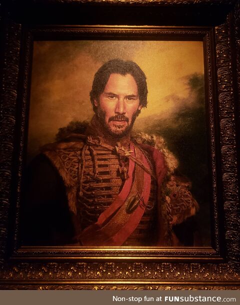 [OC] This painting of Keanu was above a bathroom urinal in a Boston restaurant