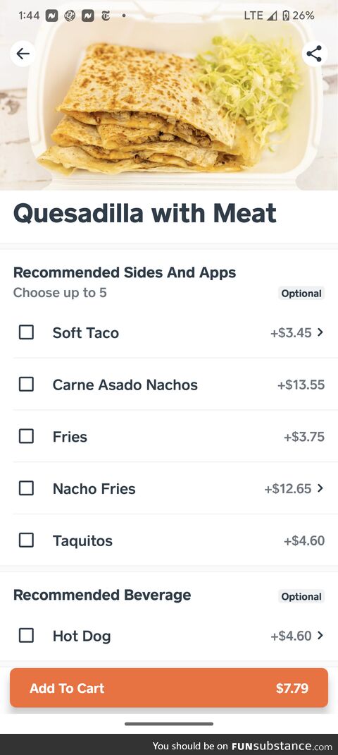 Would you like some hot dog water with your mystery meat quesadilla this evening??