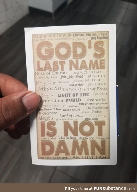 But Jesus' middle name is definitely f*cking