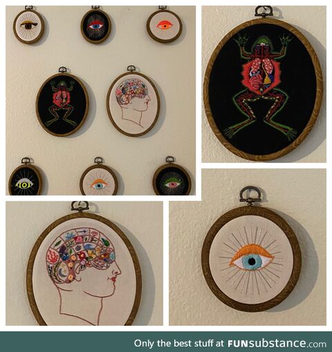 My wife has been working on some impressive, and weird, embroidery as a COVID project