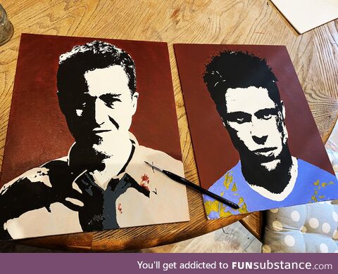 Duo of Fight Club acrylic paintings I finished yesterday
