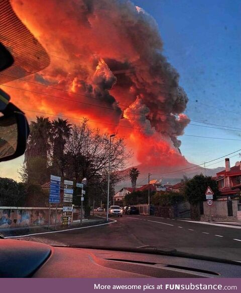 Eruption of the Etna volcano in Sicily, Italy